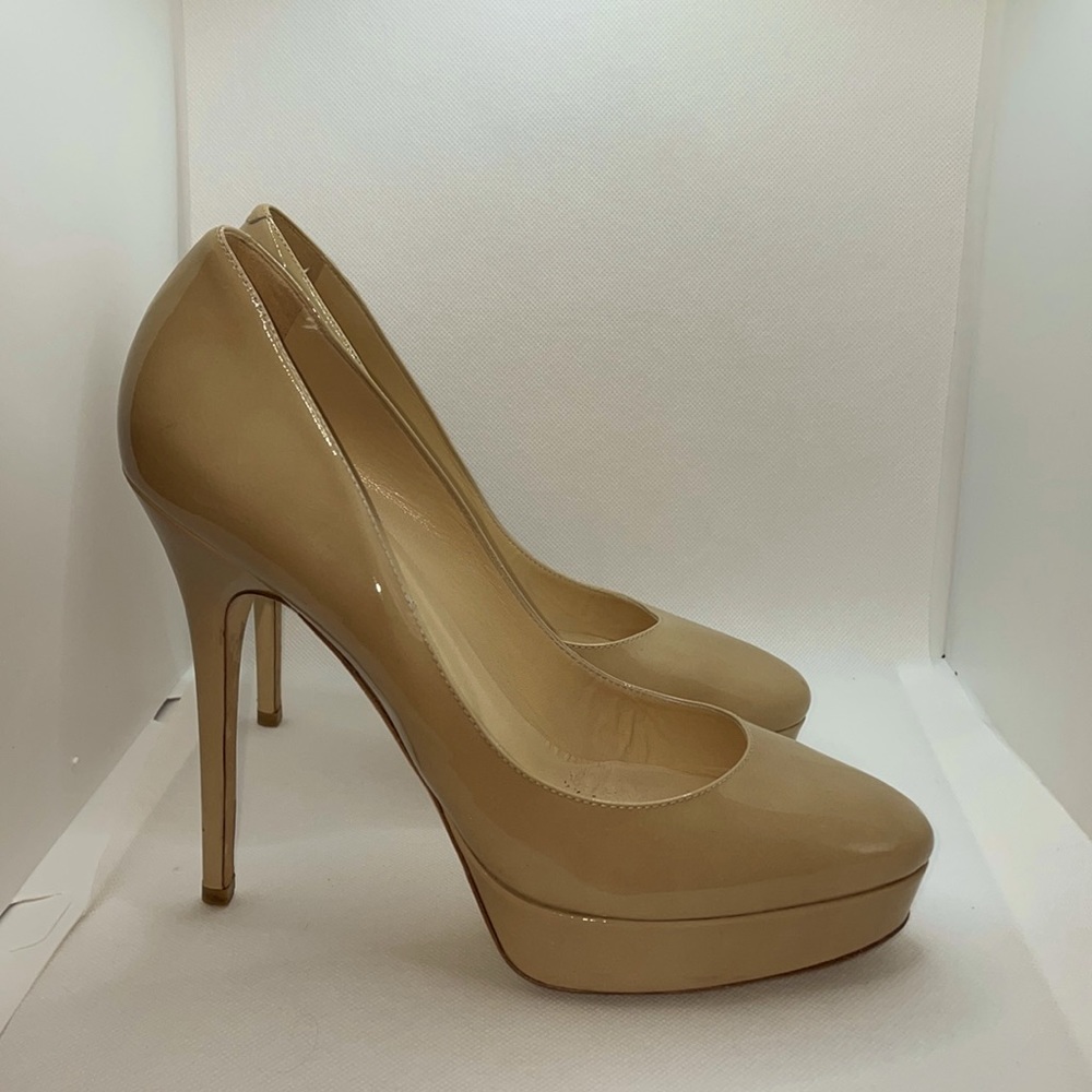 Jimmy Choo Cosmic Patent Heels in Nude